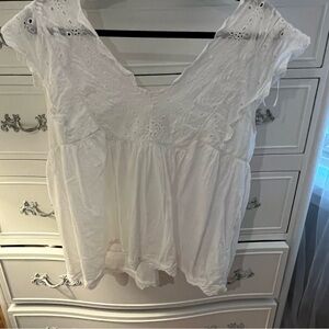 Lucky Brand Eyelet White Cotton Women's Top